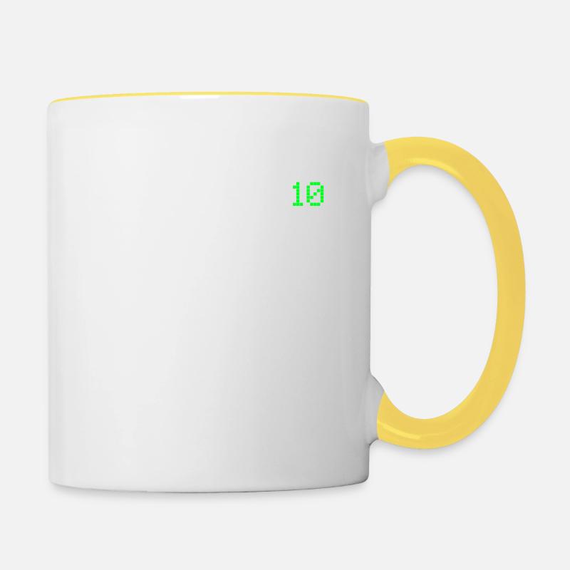 Code binaire - informaticien informatique - Mug contrasté - blanc/jaune