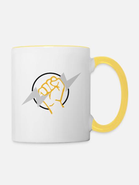 Elektriker Hochspannung! Geschenk Idee - Tasse zweifarbig - Weiß/Gelb