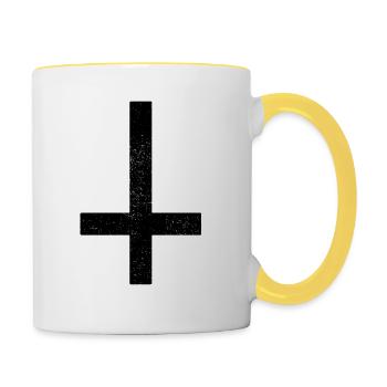 Petruskreuz Kruzefix Satan Teufel Reversed - Contrasting Mug - white/yellow - Right