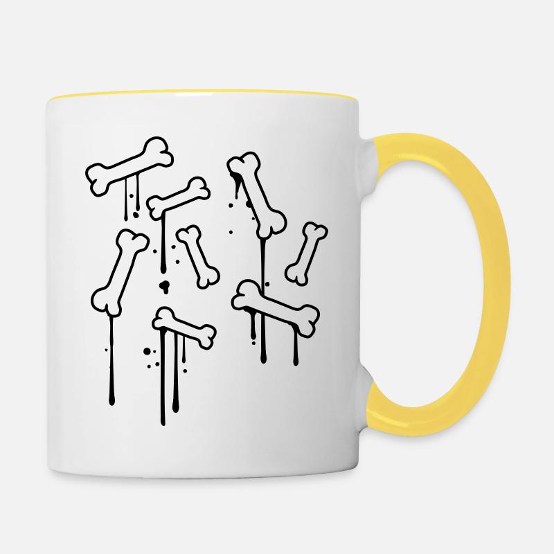 graffiti gouttes os modèle morts beaucoup de squelette - Mug contrasté - blanc/jaune