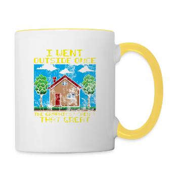 Ich ging nach draußen, Grafik war nicht sehr verzweifelt - Tasse zweifarbig - Weiß/Gelb - Rechts