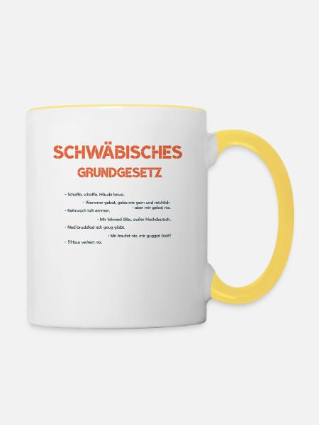 Schwäbisches Grundgesetz - Tasse zweifarbig - Weiß/Gelb