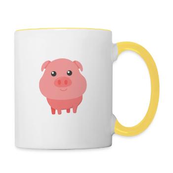 Adorable Pig Cute Baby Pig for Pig Lovers - Contrasting Mug - white/yellow - Right
