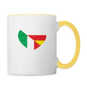 Italiener Deutschland Geschenk - Tasse zweifarbig - Weiß/Gelb - Rechts