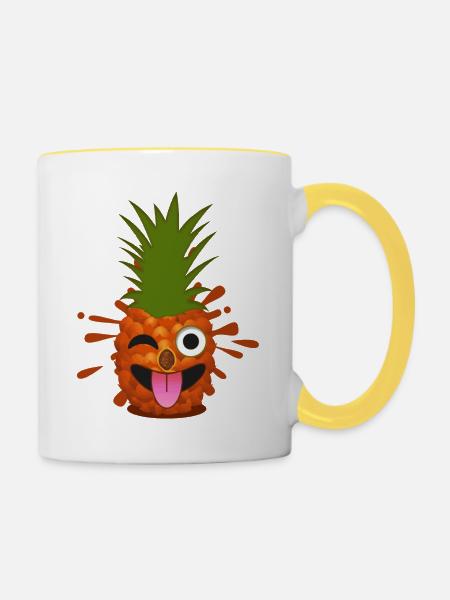 Ananas - Tasse zweifarbig - Weiß/Gelb