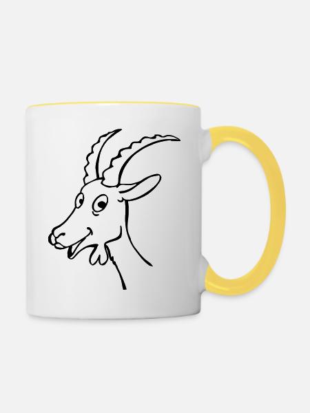 Ziegen Kitz - Tasse zweifarbig - Weiß/Gelb
