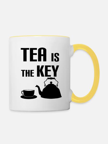 Tee - Tasse zweifarbig - Weiß/Gelb