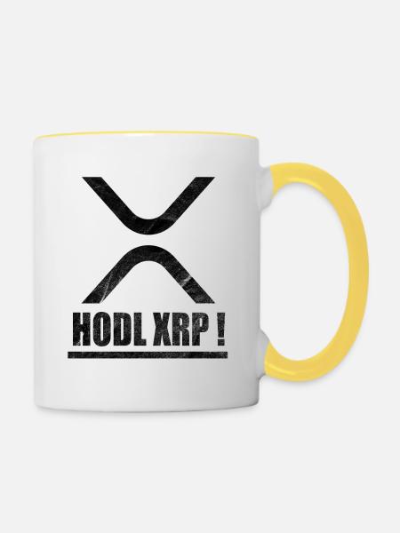 HODL XRP Geschenk Retro - Tasse zweifarbig - Weiß/Gelb