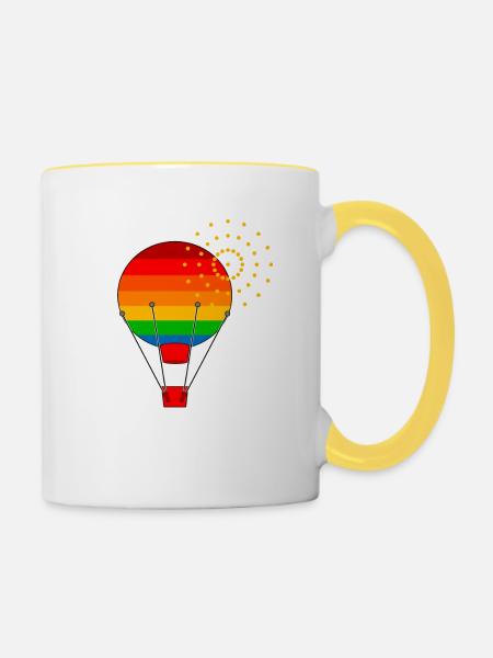 Heißluftballon - Tasse zweifarbig - Weiß/Gelb