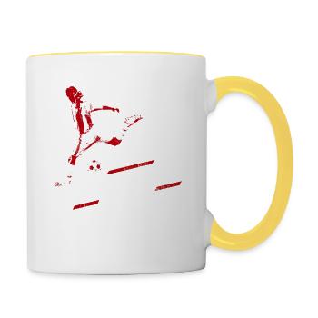 Fußball Fußballer Fußballspieler Soccer Geschenk - Tasse zweifarbig - Weiß/Gelb - Rechts