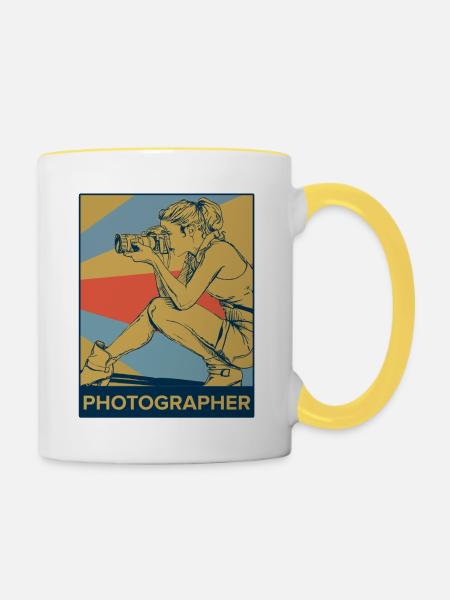 Fotograf - Tasse zweifarbig - Weiß/Gelb