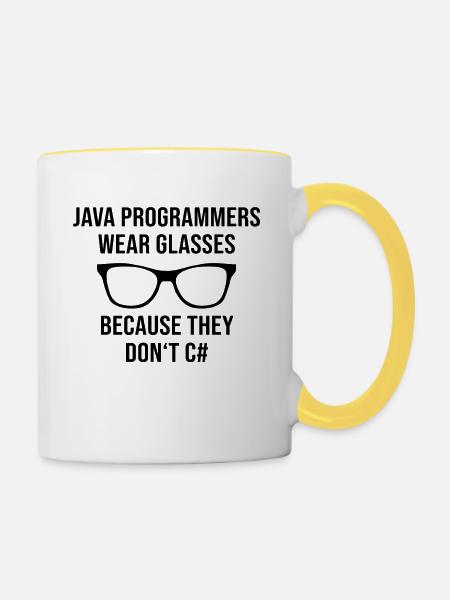 Programmer Java Entwickler Brille - Tasse zweifarbig - Weiß/Gelb