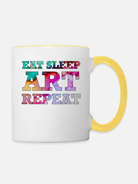 Kunst - Tasse zweifarbig - Weiß/Gelb