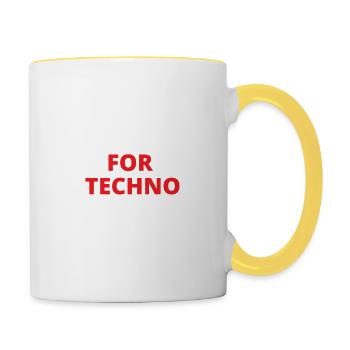 Never too old for techno gift electro oldies - Contrasting Mug - white/yellow - Right
