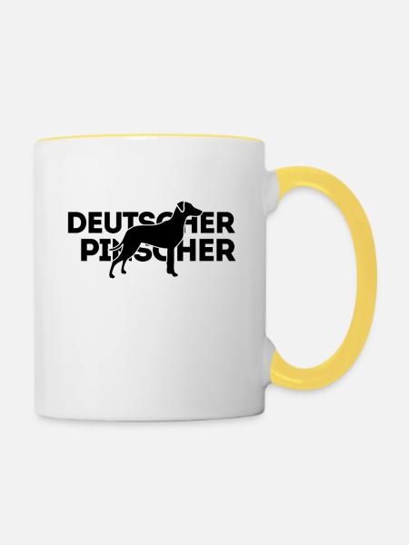 Deutscher Pinscher - Tasse zweifarbig - Weiß/Gelb