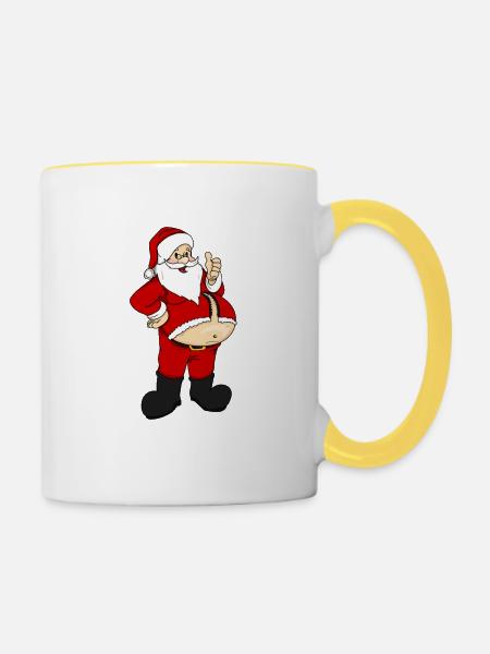 Lustiges Weihnachtsmann Nikolaus Geschenk - Tasse zweifarbig - Weiß/Gelb