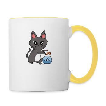 Cat ich wars nicht - Tasse zweifarbig - Weiß/Gelb - Rechts