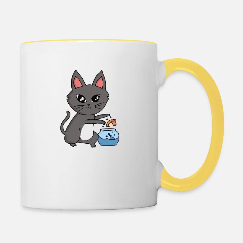 Cat I was not - Contrasting Mug - white/yellow