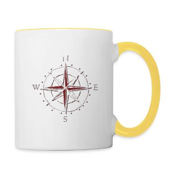 Segeln Kompass Boottrip Pirat Globus Geschenk - Tasse zweifarbig - Weiß/Gelb - Rechts