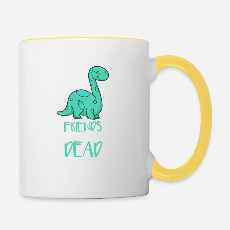 Mignon tous mes amis sont morts drôle de jeu de dinosaure - Mug contrasté - blanc/jaune