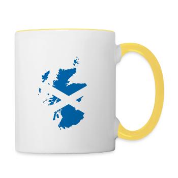 Map of Scotland with Scottish flag - Contrasting Mug - white/yellow - Right