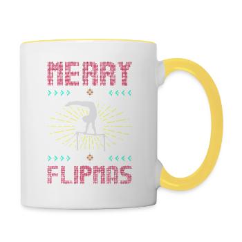 Merry Flipmas Christmas Gymnastics Sport Sweater - Contrasting Mug - white/yellow - Right