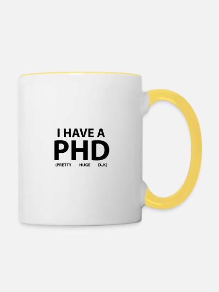 Ich habe einen Doktorgrad - Tasse zweifarbig - Weiß/Gelb