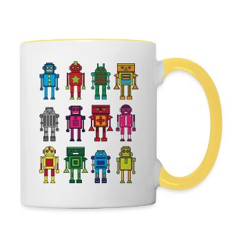 Robot Gift Robotics Retro Toys Fun - Contrasting Mug - white/yellow - Right