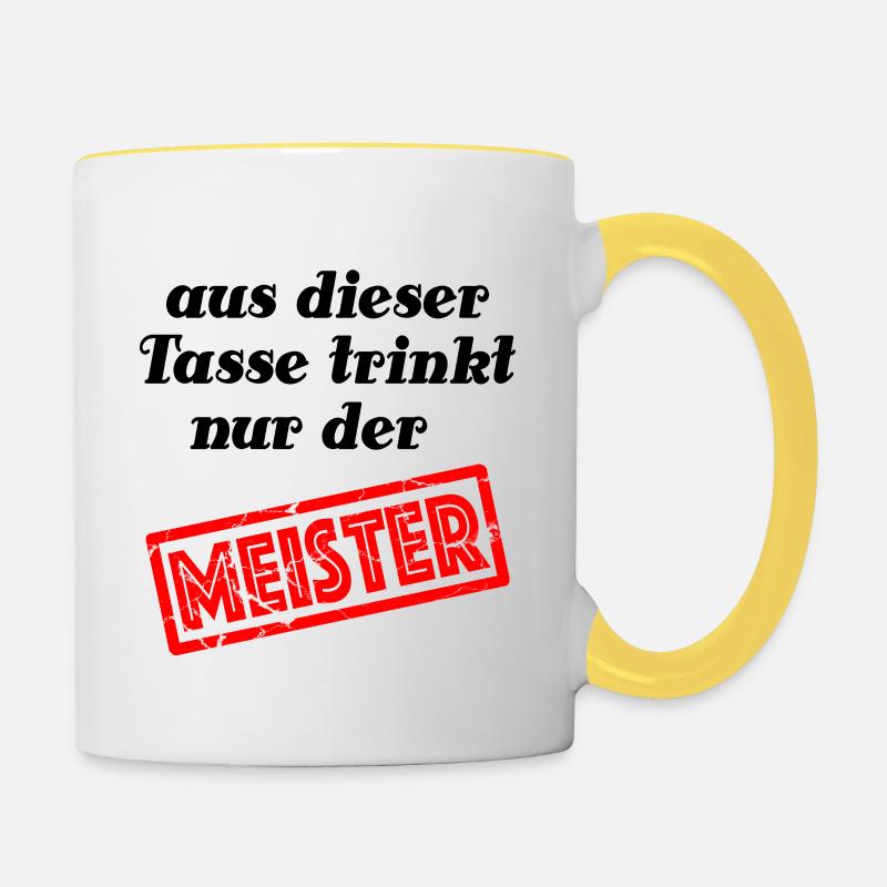 From this cup only the master drinks! - Contrasting Mug - white/yellow