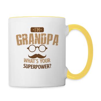Grandpa grandpa superpower - Contrasting Mug - white/yellow - Right