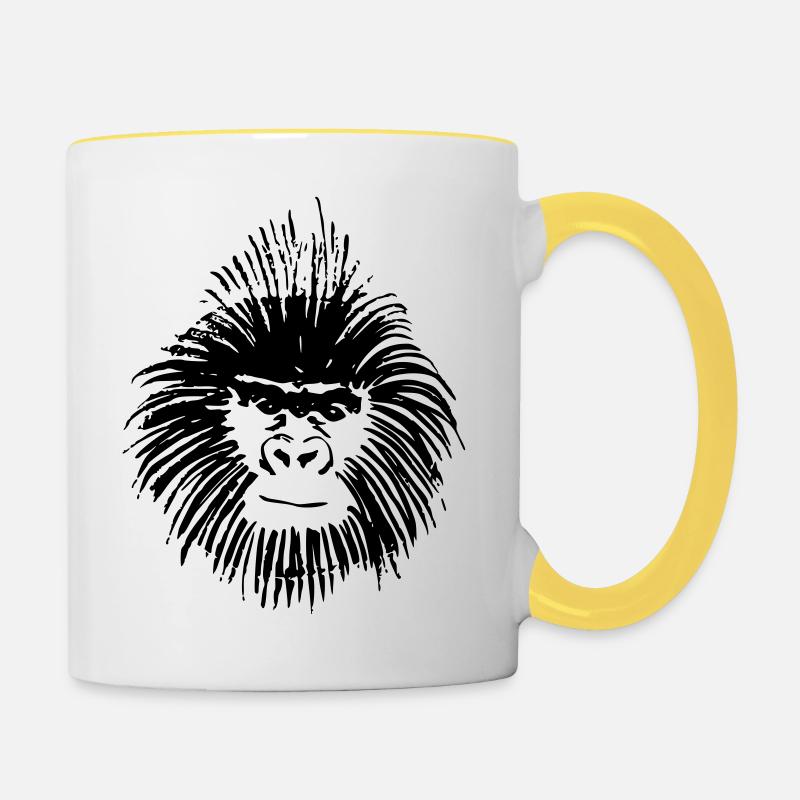 singe - Mug contrasté - blanc/jaune