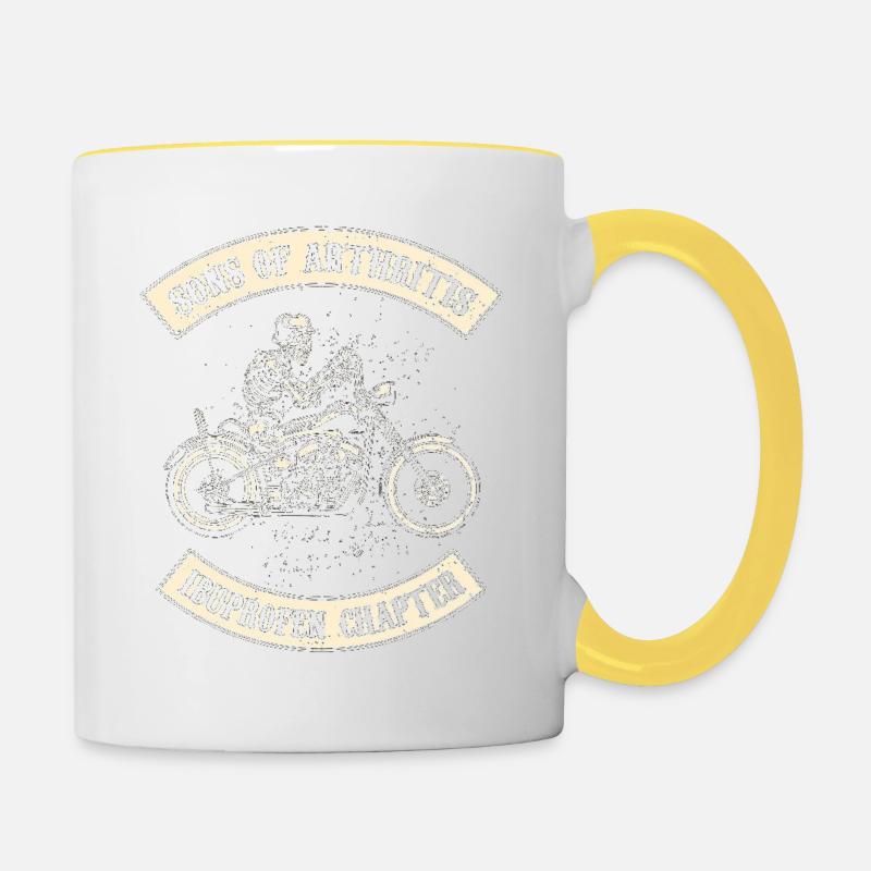 Cool Biker saying shirt - Mug contrasté - blanc/jaune