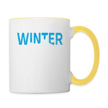 Sports d'hiver neige motoneige - Mug contrasté - blanc/jaune - Droite