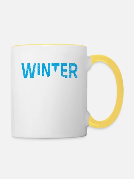 Winter sports snow snowmobile - Contrasting Mug - white/yellow