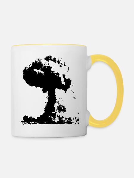 atompilz - Tasse zweifarbig - Weiß/Gelb