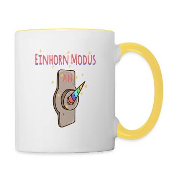 Lustiges Einhorn Modus An Einhörner Geschenk - Tasse zweifarbig - Weiß/Gelb - Rechts