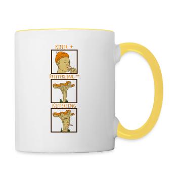 Kiffer Kifferling Joint Cannabis Hanf Geschenk - Tasse zweifarbig - Weiß/Gelb - Rechts