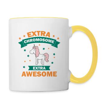 Unicorn Unicorn Glitter Rainbow Extra Chromosome - Contrasting Mug - white/yellow - Right