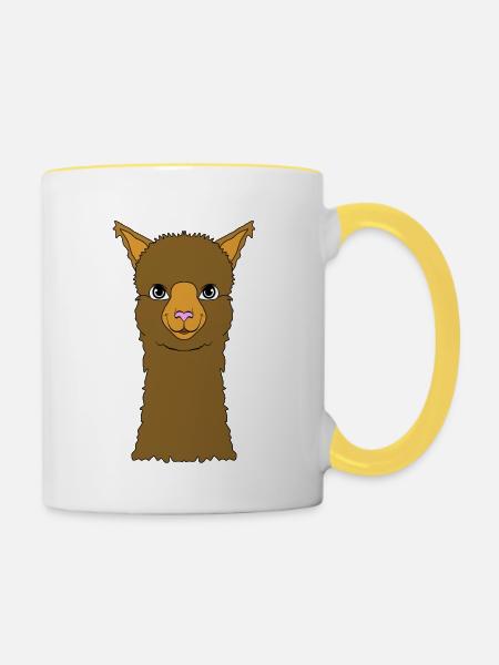 Lama - Tasse zweifarbig - Weiß/Gelb