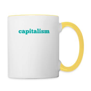 Monday Hate Capitalism I Hate Montage shirt - Contrasting Mug - white/yellow - Right