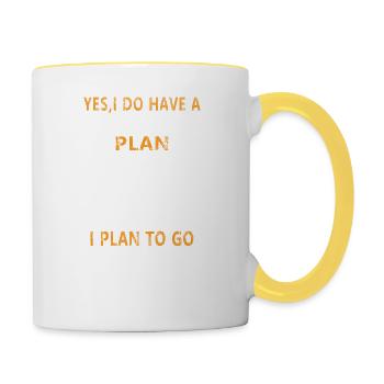 Pension tentes de camping - Mug contrasté - blanc/jaune - Droite
