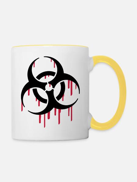 Biohazard Blood - Tasse zweifarbig - Weiß/Gelb