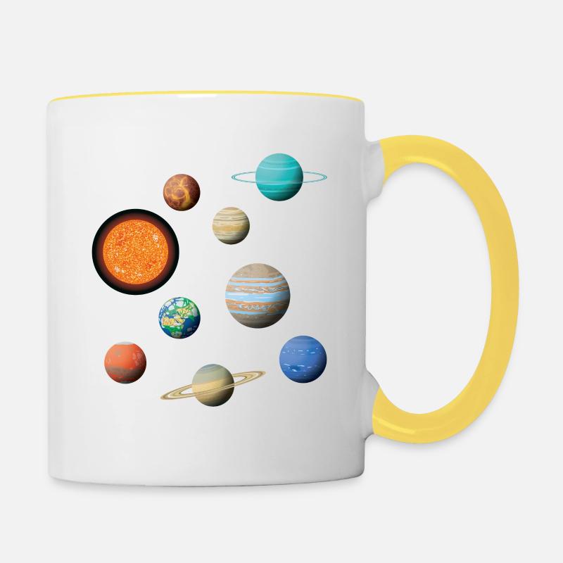 Space Solar System Universe Planet - Contrasting Mug - white/yellow
