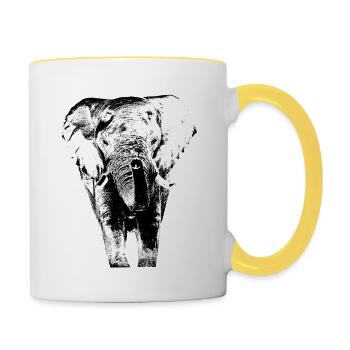 Elefant1 - Tasse zweifarbig - Weiß/Gelb - Rechts