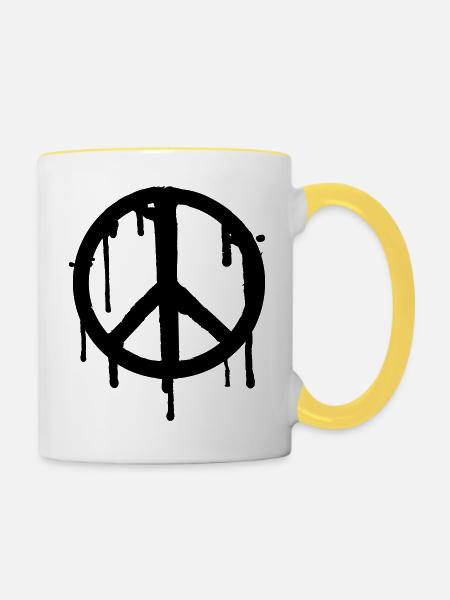 Dripping Peace - Tasse zweifarbig - Weiß/Gelb