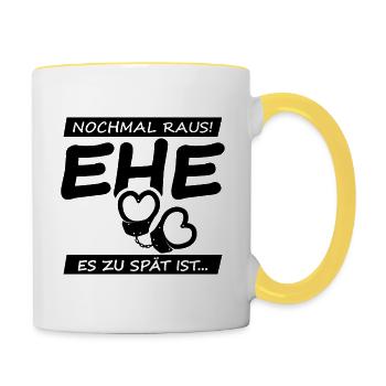 Team Bräutigam Junggesellenabschied T-Shirt Idee - Tasse zweifarbig - Weiß/Gelb - Rechts