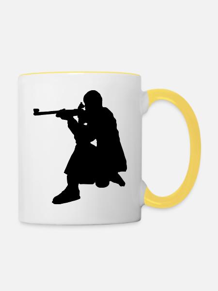 sniper - Tasse zweifarbig - Weiß/Gelb