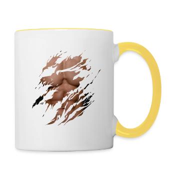Strong Body hommes corps déchirés Chemise Drôle - Mug contrasté - blanc/jaune - Droite
