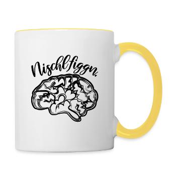 Nischlfiggn headache in Saxon Saxony - Contrasting Mug - white/yellow - Right