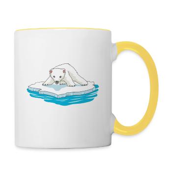 Eisbär Eisscholle Arktis Nordpol Kälte Gletscher - Tasse zweifarbig - Weiß/Gelb - Rechts